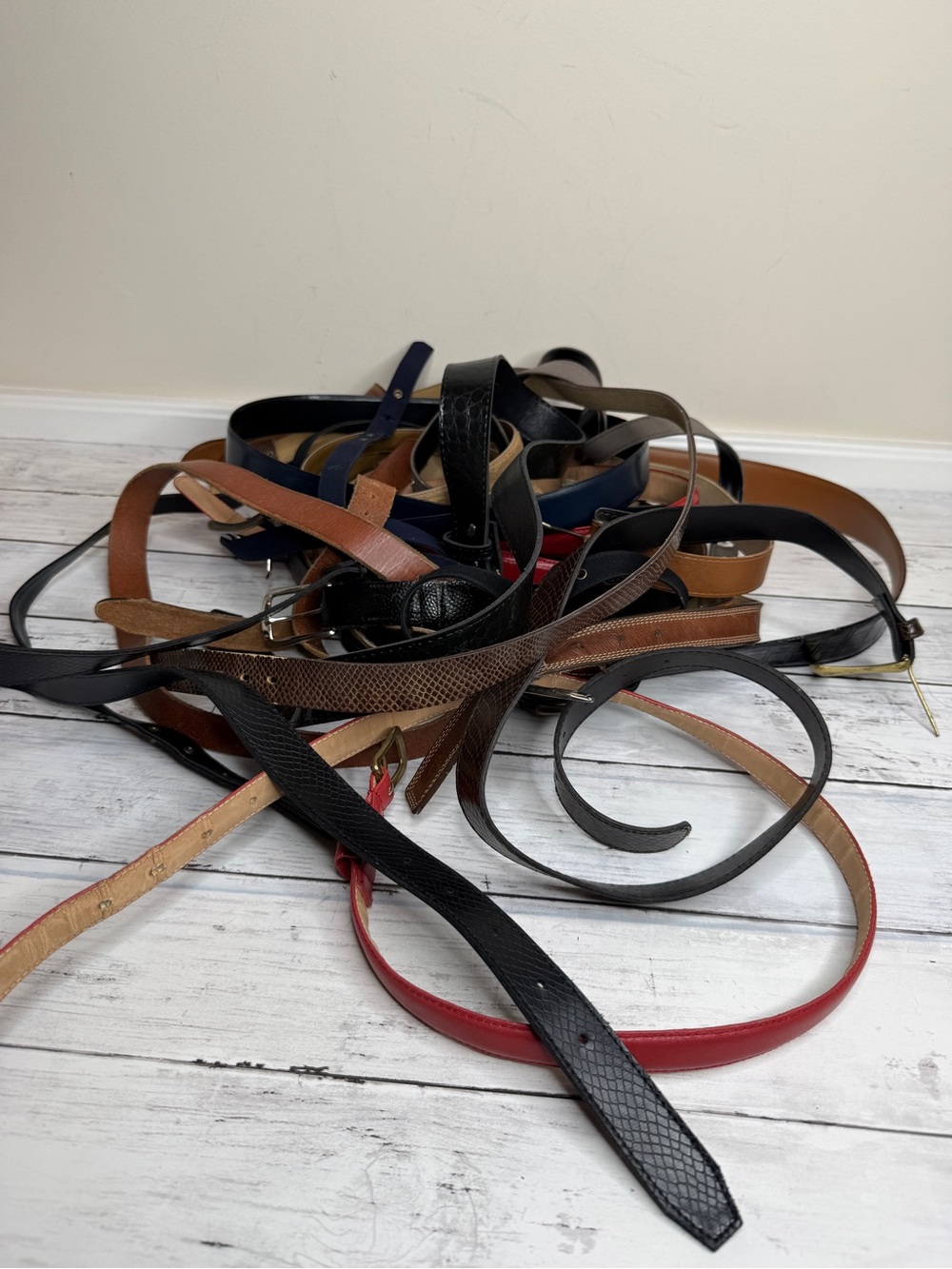 Huge bundle of old belts, as is, for crafts!!!